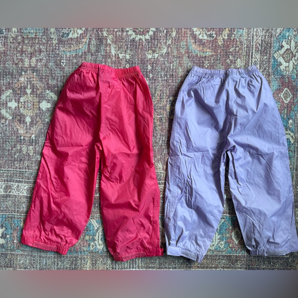 LL Bean bundle of 2 pairs Rain Pants Pink and Purple Girls 4 - Picture 8 of 8